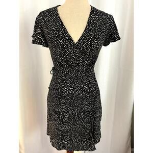 Harper Heritage Black w/ White Micro Polka Dot Wrap Dress Size SM
